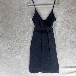 Banana Republic 100% Silk Black size 8 Mini Dress spaghetti strap faux wrap